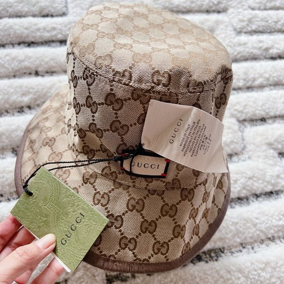 New Gucci Reversible GG Supreme Horsebit Bucket Hat Beige Canvas/ Wool Size XS - Picture 4 of 12